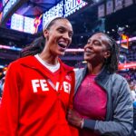 Fever legend Tamika Catchings congratulated DeWanna Bonner postgame after she moved into third all-time on the WNBA scoring list ❤️‍🔥
